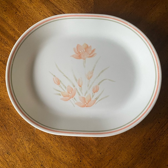 1 Corelle Peach Floral Serving Platter 12”x 10” - Picture 7 of 11